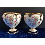 Antique Minton Hand Painted Porcelain Squat Vases