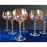 Vintage Venetian Crystal Twisted Stem Wine Glasses