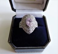 Sterling Silver Pink & White Topaz Cocktail Dress Ring