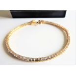 Gold on Sterling Silver Gemstone Tennis Bracelet New with Gift Box