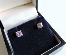 Sterling Silver 1.2 ct Pink Sapphire Stud Earrings