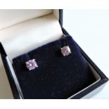 Sterling Silver 1.2 ct Pink Sapphire Stud Earrings