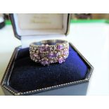 Sterling Silver Amethyst and White Topaz Ring