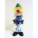 Vintage Murano Glass Clown Playing the Guitar 26cm tall