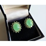 Cabochon Jade & Peridot Earrings New with Gift Box