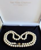 Japanese Akoya Cultured Pearl Necklace 14k Gold Clasp