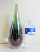 Large Murano Sommerso Teardrop Sculpture Flavio Poli 29cm Tall