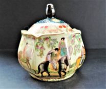 Vintage Oriental Hand Painted Lidded Jar 16cm High