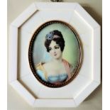 Antique Miniature Portrait Regency Aristocratic Lady