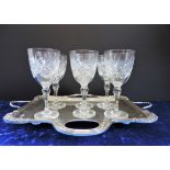 Vintage Cut Crystal and Silver Plate Drinks Set