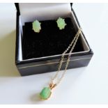 Gold on Silver Emerald Earrings and Necklace Set 2.5cts