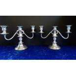 Pair Antique Georgian Style Silver Plate Candelabra