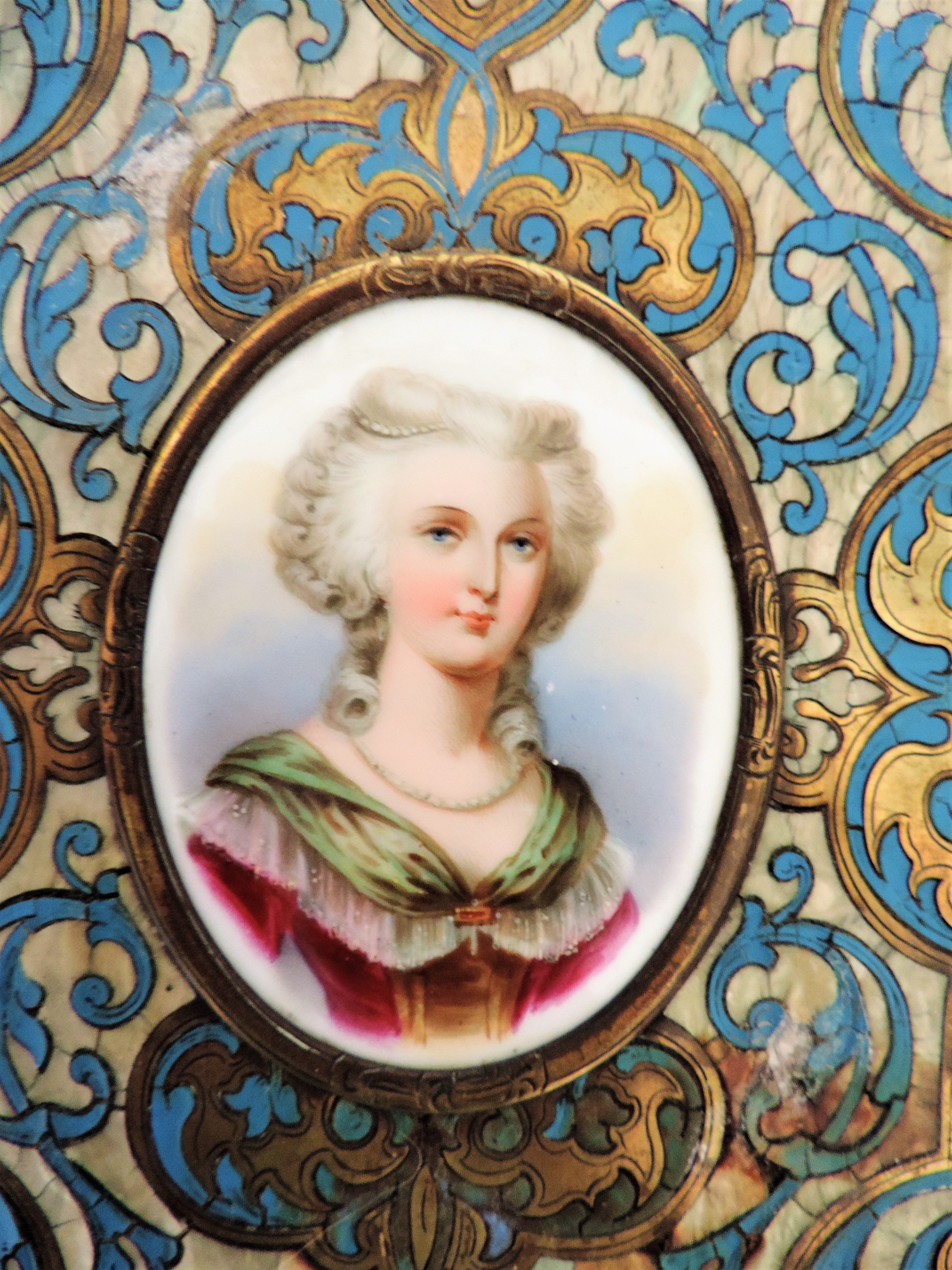 Antique Framed Miniature Portrait Marie Antoinette c.1780's - Image 8 of 10