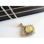 Sterling Silver Opal, Peridot & Topaz Pendant Necklace