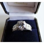 Sterling Silver White Sapphire Ring Size R1/2