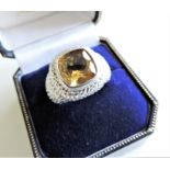 Vintage Gents 6ct Citrine Sterling Silver Signet Ring 10.8grams