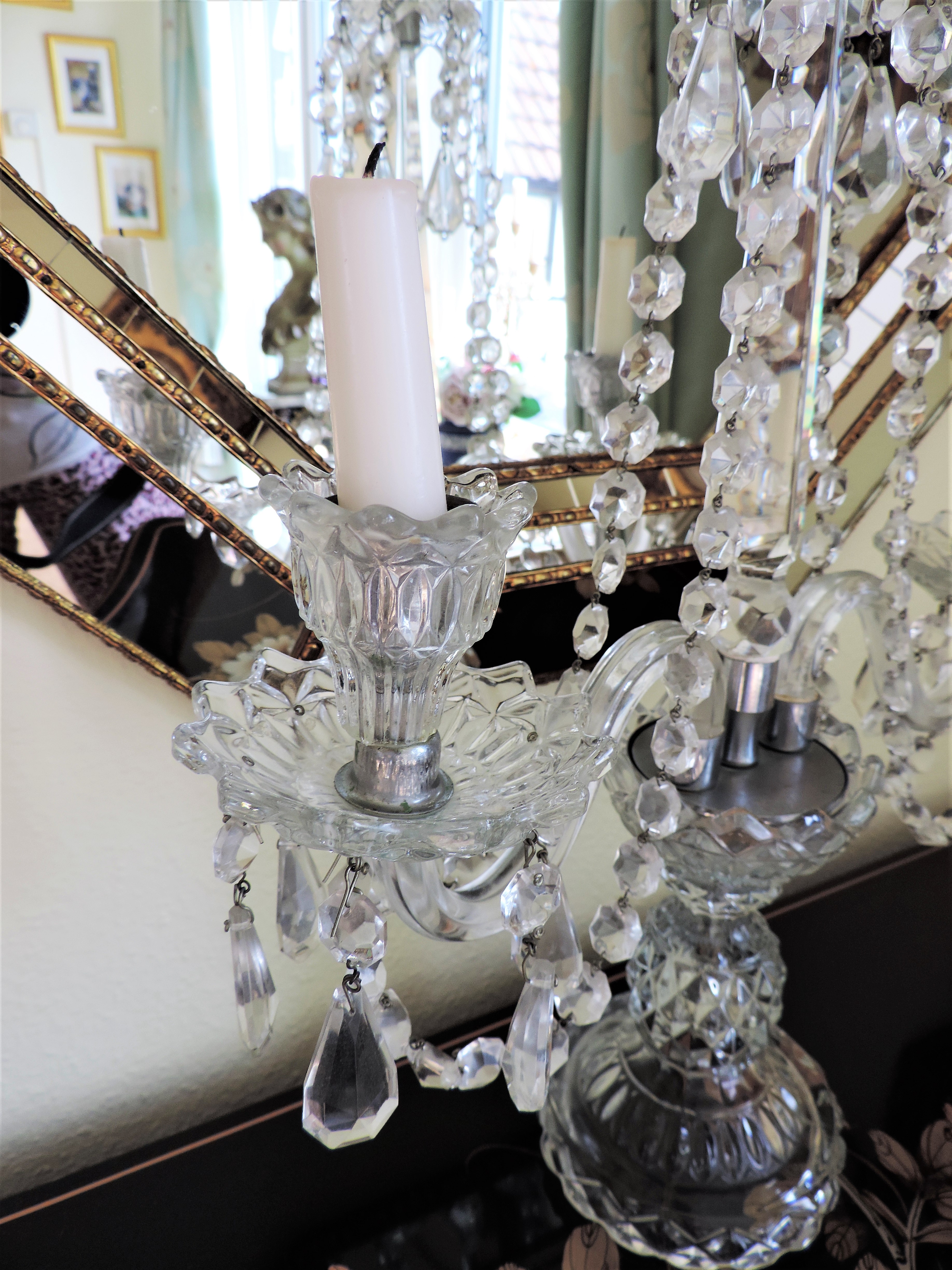 Vintage Bohemian Crystal Candelabra - Image 6 of 6