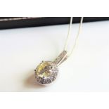 Sterling Silver Lemon Citrine & Diamonique Pendant Necklace