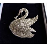 Vintage A & S Atwood & Sawyer Crystal Swan Brooch