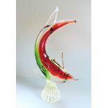 Vintage Murano Art Glass Shark Sculpture 25cm tall