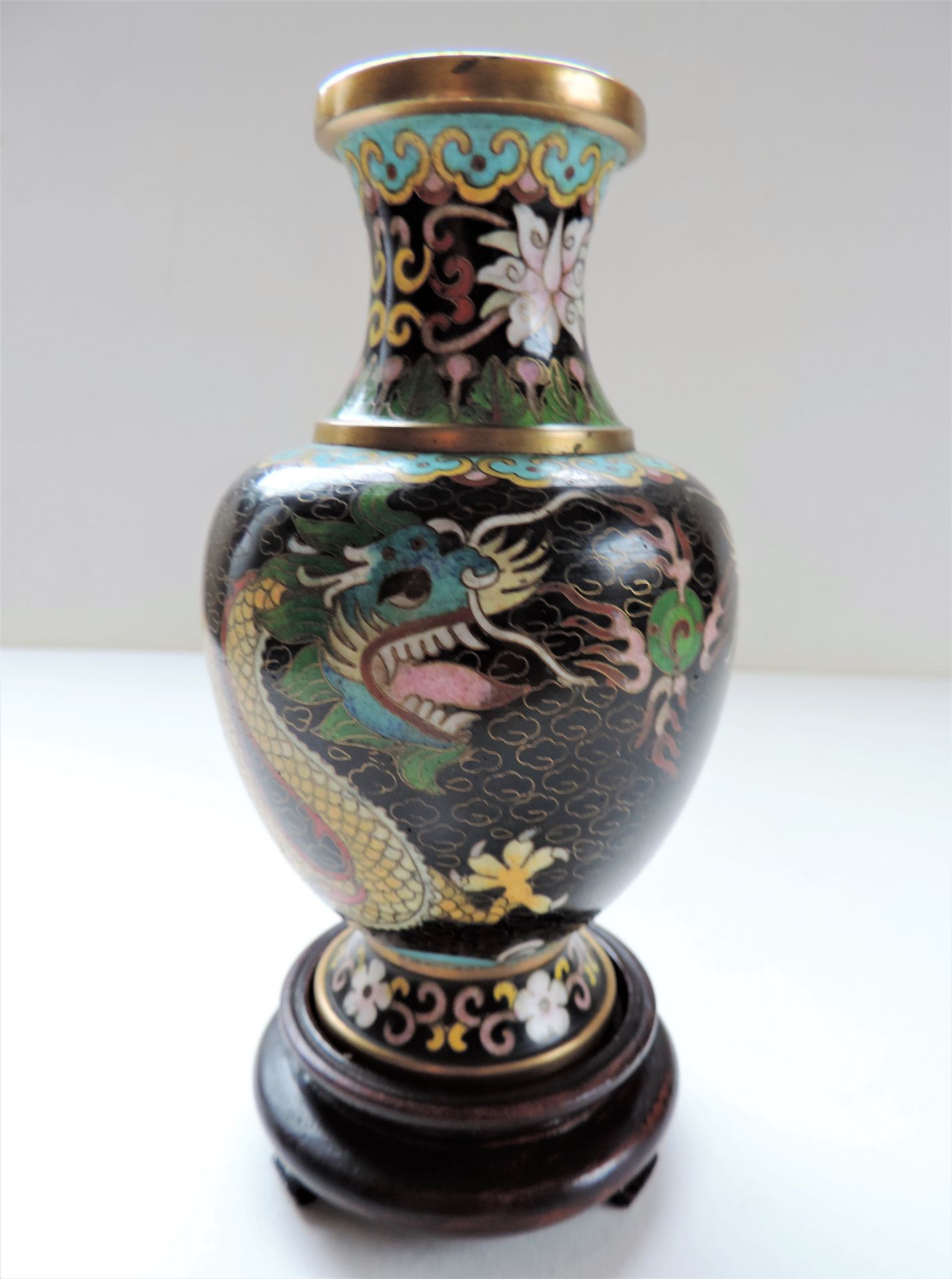 Vintage Cloisonne Imperial Dragon Vase 16cm tall - Image 3 of 7