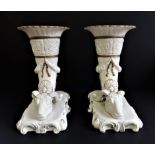 Vintage Italian Porcellane D'arte Agostinelli Cornucopia Vases