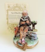 Capodimonte Figurine Gent Reading his Book Signed Milio with Certificate