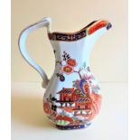 Antique Ironstone China Jug Hand Painted 23cm Tall