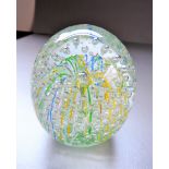 Art Glass Paperweight Bubbles & Fireworks