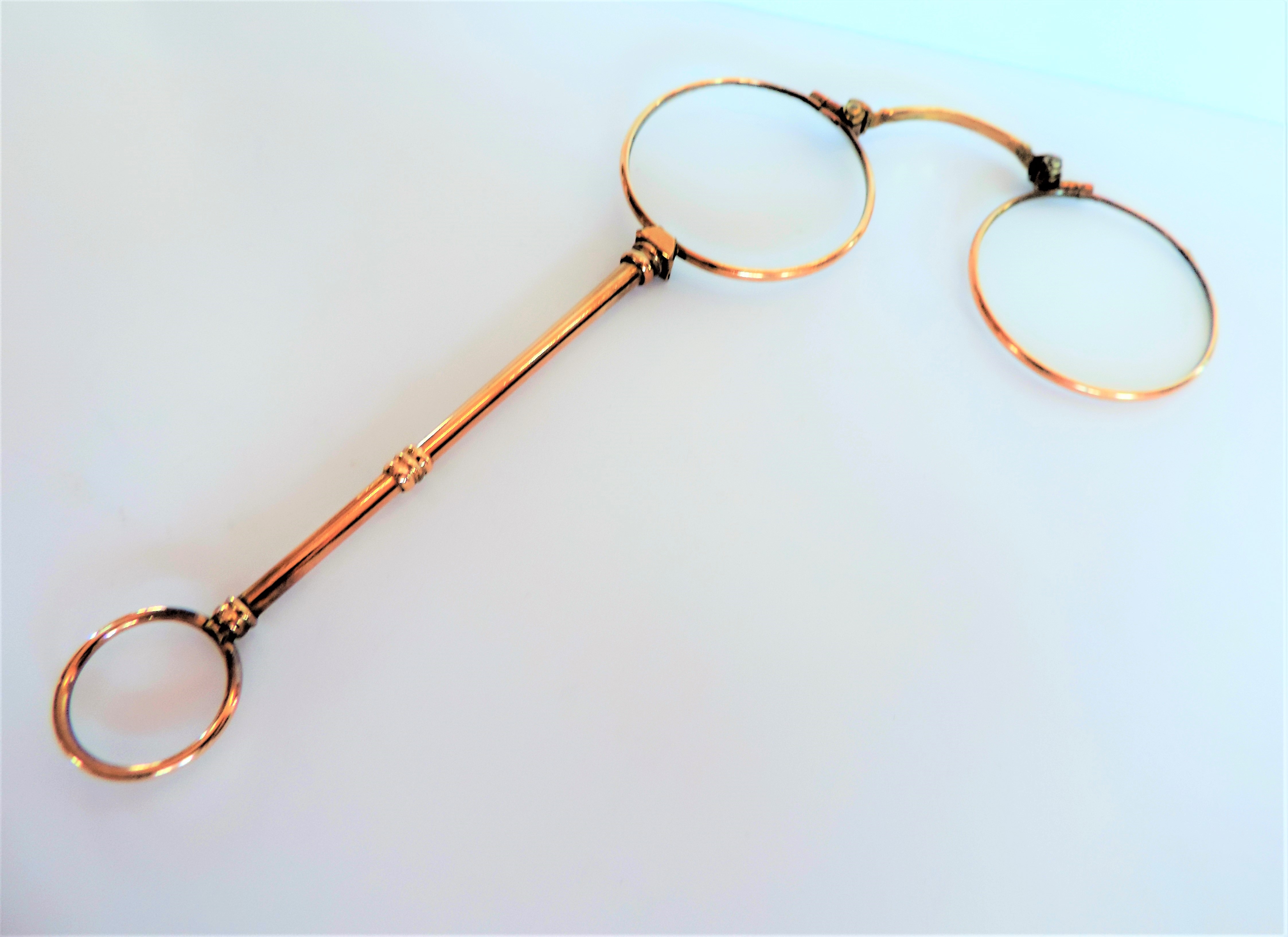 Antique Gold Plated Lorgnette Folding Glasses - Image 3 of 3