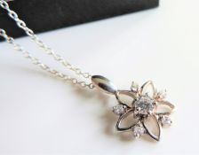 Sterling Silver White Topaz Pendant Necklace