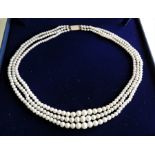 Vintage Three Strand Pearl Necklace 9k Gold Clasp