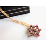 Gold on Sterling Silver Ruby Snowflake Pendant Necklace