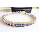 Sterling Silver 32ct Tanzanite Tennis Bracelet 21 grams