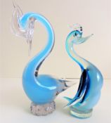 Pair Murano Art Glass Ducks