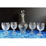 Vintage Crystal Decanter and Wine Glasses