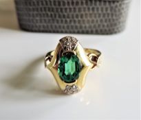 David Morris Emerald & Diamond Ring 1ct Emerald 24 Diamonds 18k Gold