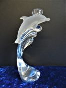 Nachtmann Crystal Candlestick Dolphin Riding a Wave