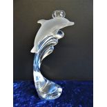 Nachtmann Crystal Candlestick Dolphin Riding a Wave