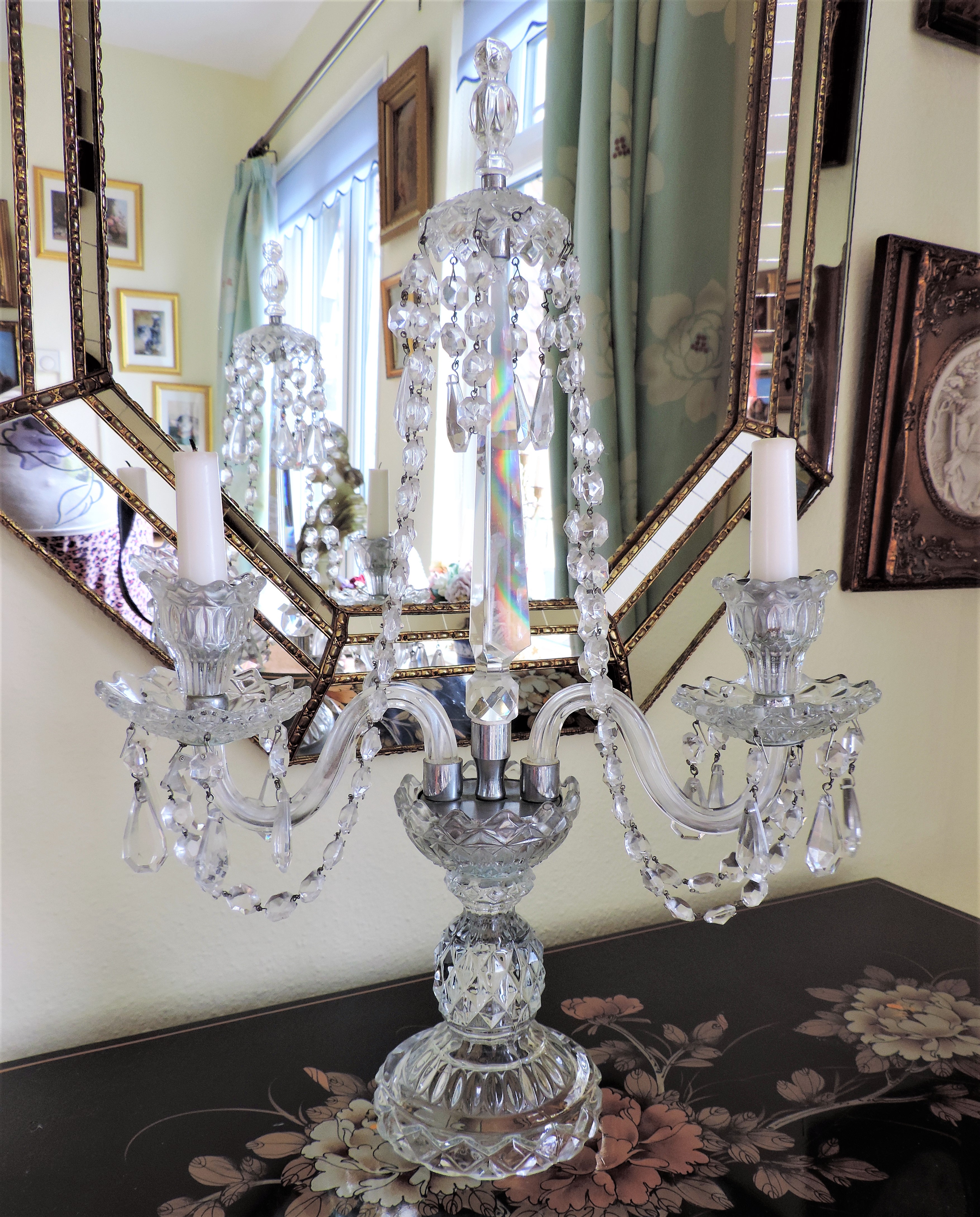 Vintage Bohemian Crystal Candelabra - Image 3 of 6