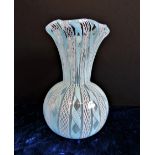 Murano Zandfirico Latticino Glass Vase