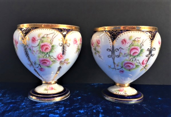Antique Minton Hand Painted Porcelain Squat Vases - Image 2 of 7