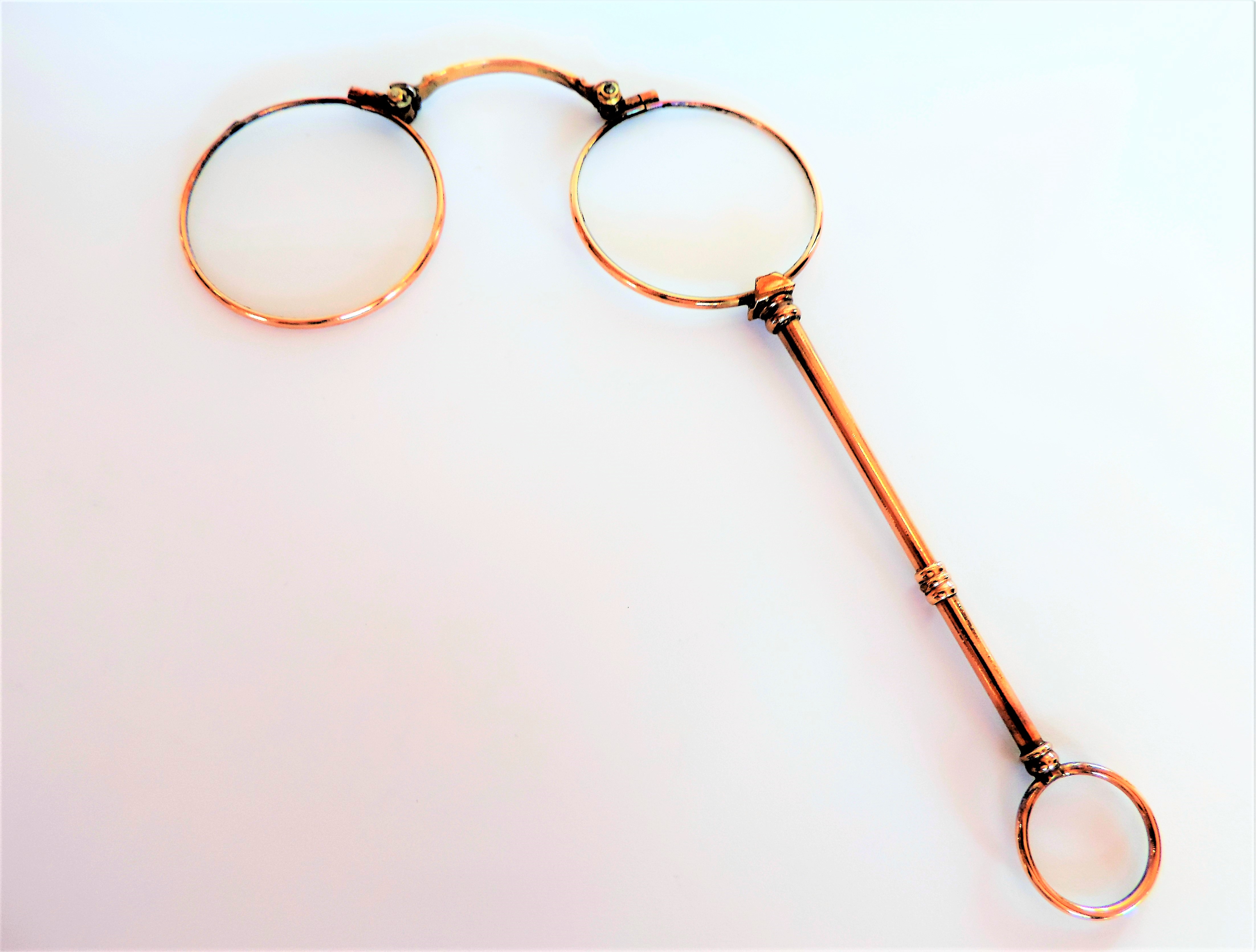 Antique Gold Plated Lorgnette Folding Glasses
