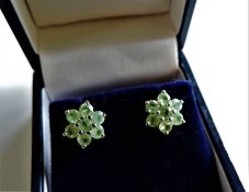 Peridot Flower Cluster Earrings New with Gift Box