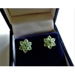 Peridot Flower Cluster Earrings New with Gift Box