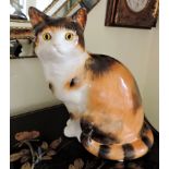 Large Staffordshire Porcelain Tortoiseshell Cat Figurine 28cm Tall