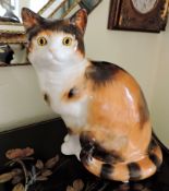 Large Staffordshire Porcelain Tortoiseshell Cat Figurine 28cm Tall