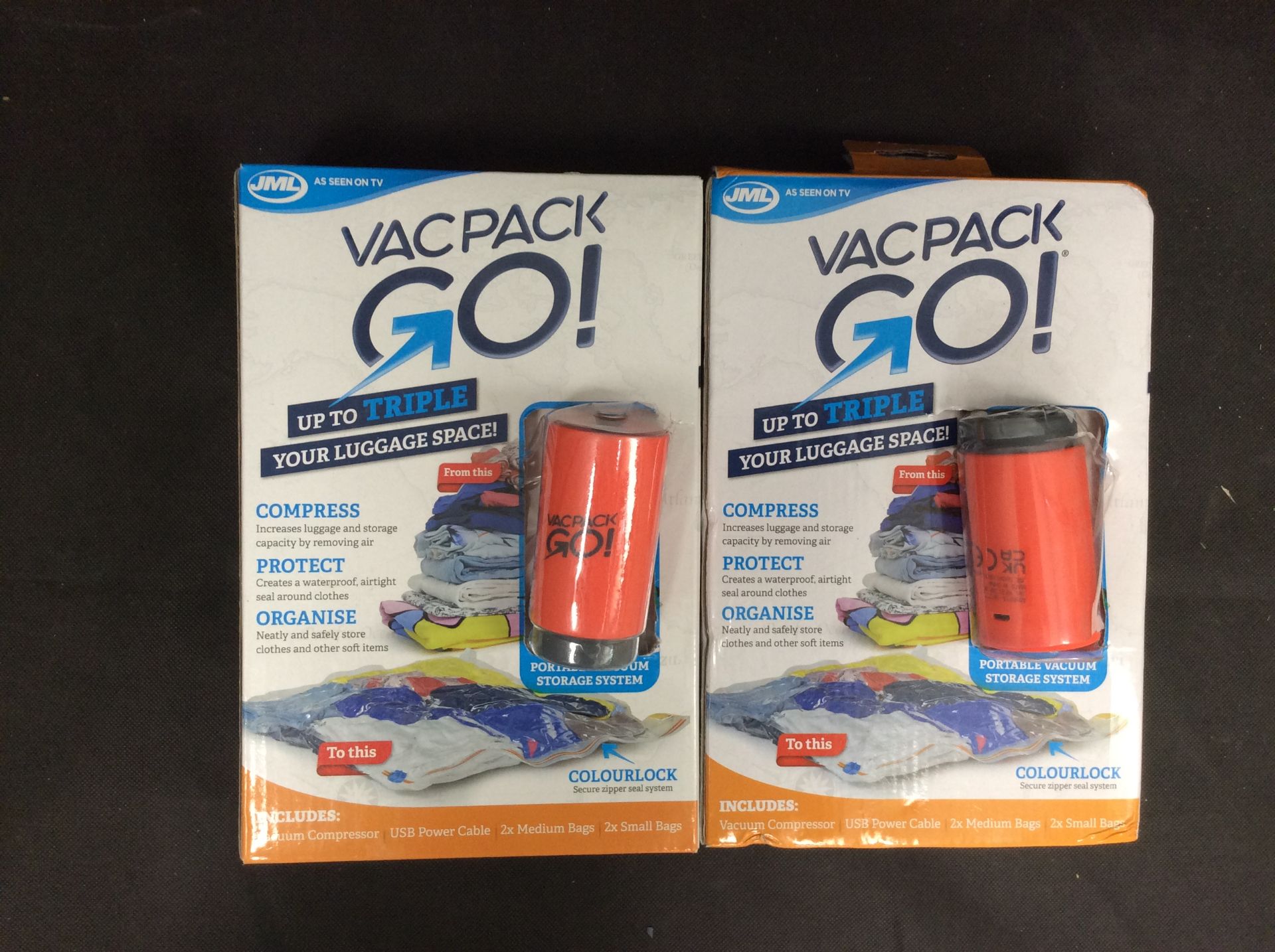 2x JML Vac Pack Go Portable Vacuum Storage System