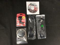 Box of Guitar Items To Include Clip-On Chromatic Tuner, Guitar Strings, Guitar Strap, ect