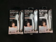 3x Finishing Touch Flawless Dermaplane Glo Lighted Facial Exfoliator & Hair Remover